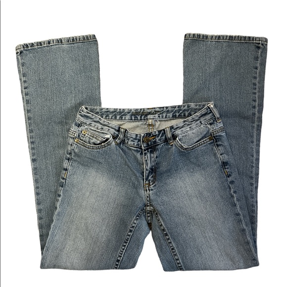{MICHAEL KORS} Size 4 Boot-cut studded MK Back Pocket Light Blue Denim Blue Jean - Picture 3 of 12